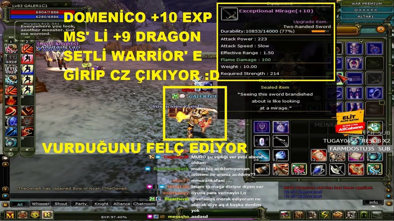 Domenico +10 Exp Ms' li +9 Dragon Setli Warrior' e Girip Cz Çıkarsa :D - Knight Online