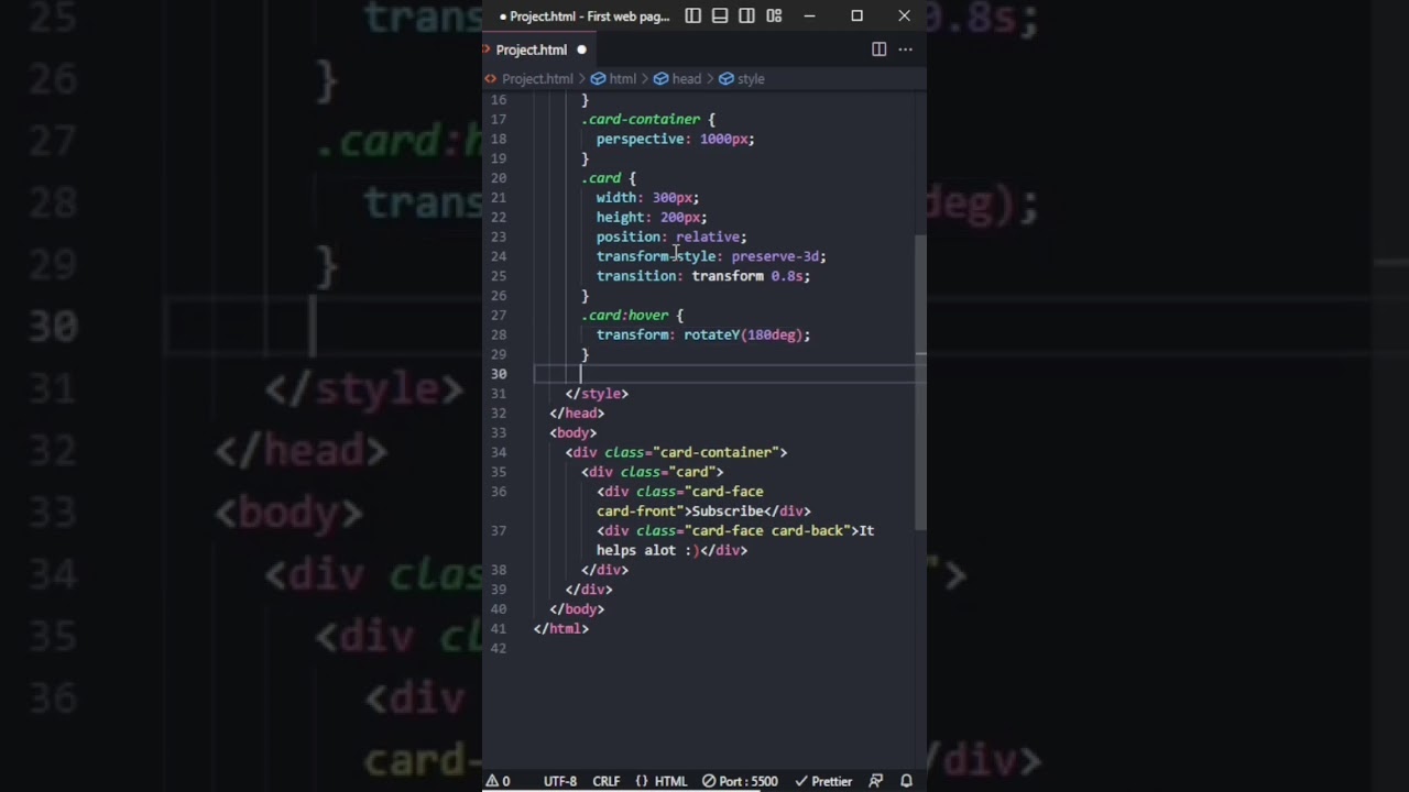 3D Flip Card. Sub for More. #coding #programming #html #css #html5 #htmlcss #smallproject #project