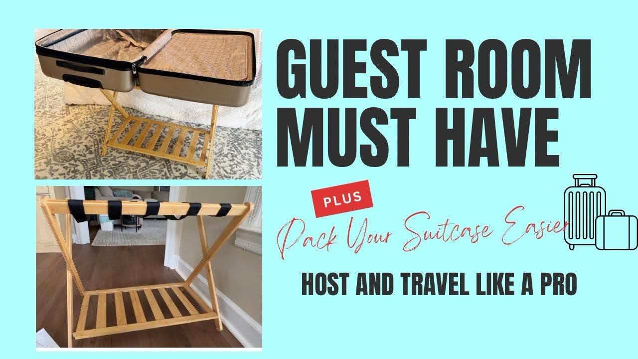 Bamboo Folding Luggage Rack with Shelf Review | Guest Room Essential + Packing Hack