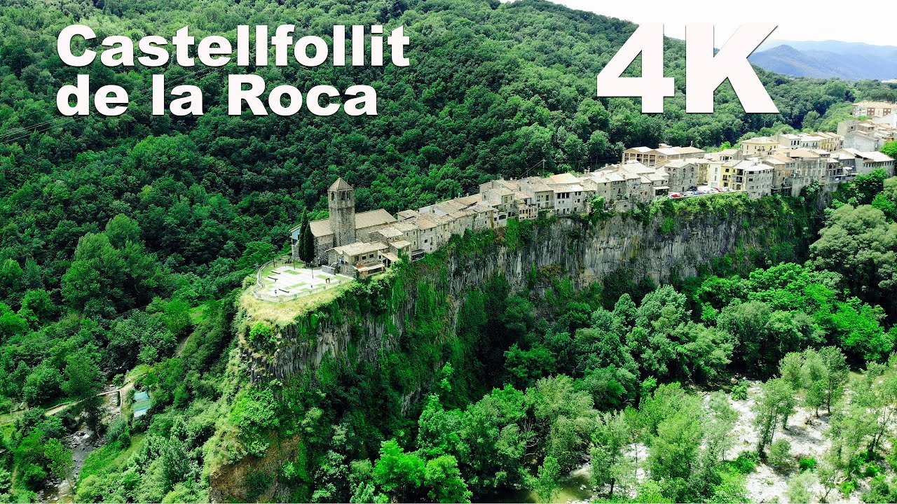 Vista Aérea del Castellfollit de la Roca, Girona | Tomas con Mavic Air - Paisajes 4K