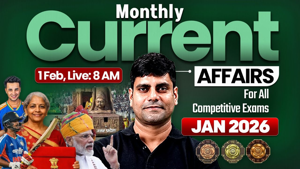 Monthly Current Affairs 2026 | January Current Affairs 150 Questions | Current Affairs By Arun Sir