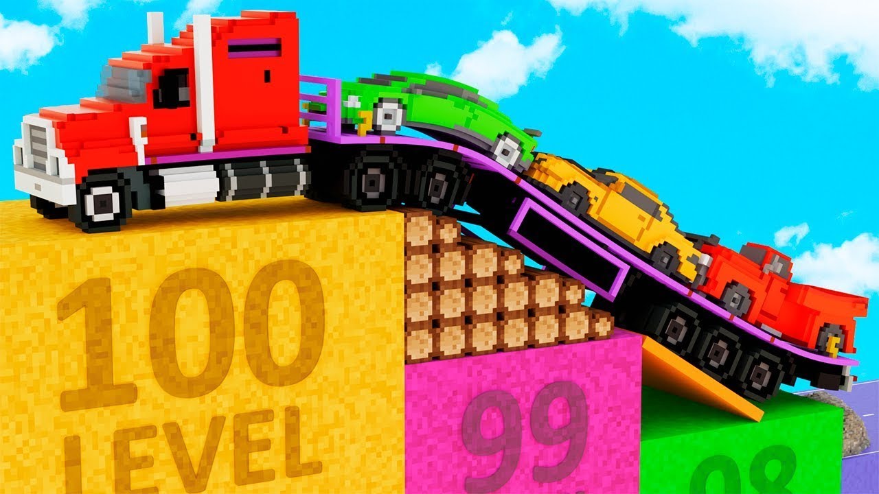 LONG TRUCKS & CARS vs HUGE STAIRS UP in Teardown