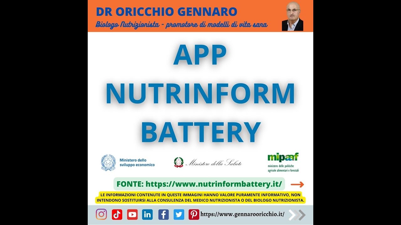 APP NUTRINFORM BATTERY - DR ORICCHIO GENNARO BIOLOGO NUTRIZIONISTA