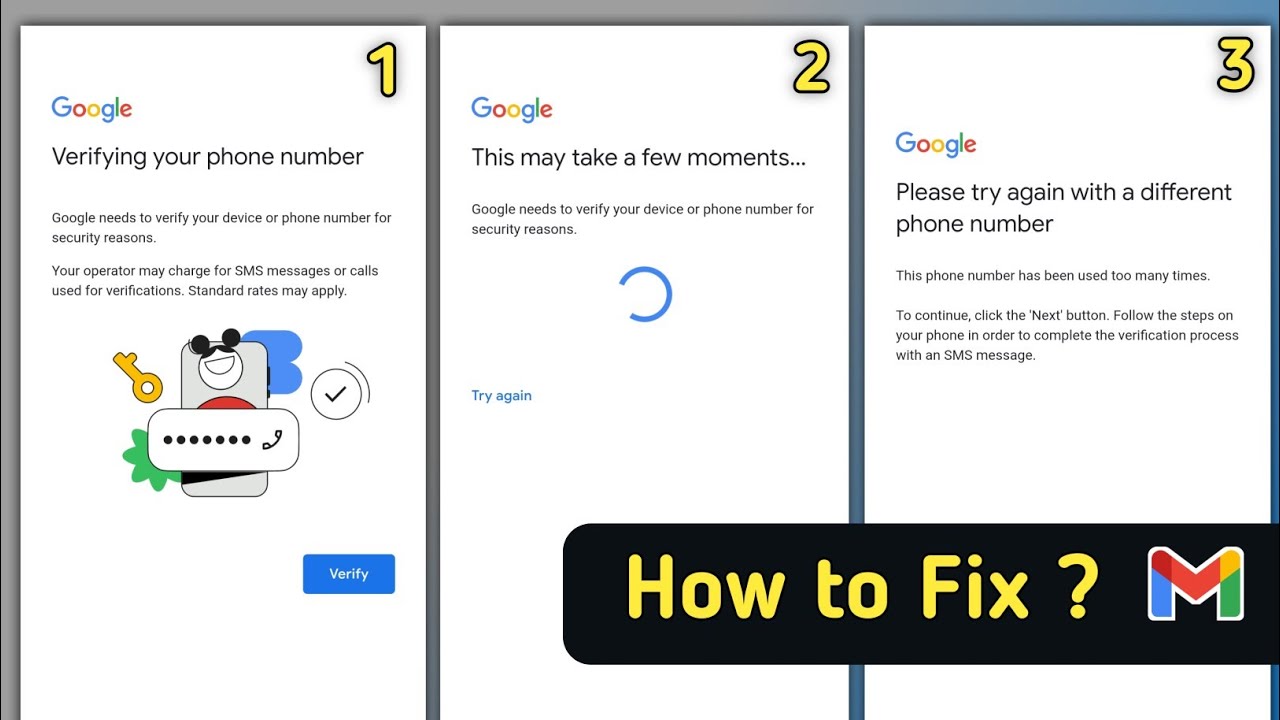Fix Gmail Verifying Your Phone Number Problem | Google This May Take a Few Moments Problem