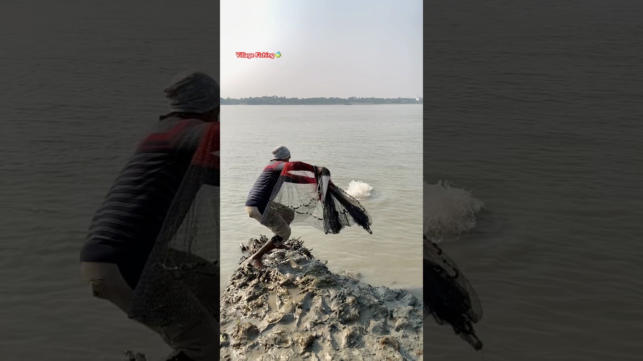 Big Fish catch by cast net two fisherman 