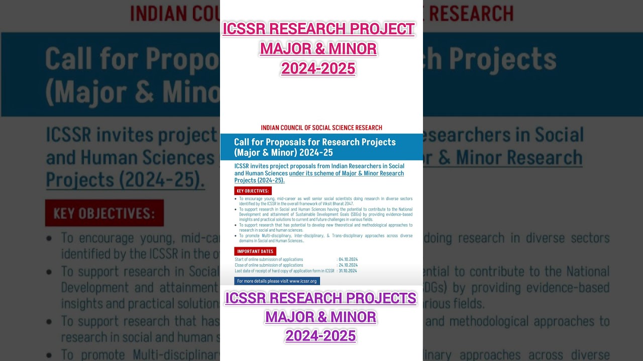 icssr research projects 2024-2025| icssr major & minor research projects| @studyfocalpoint|