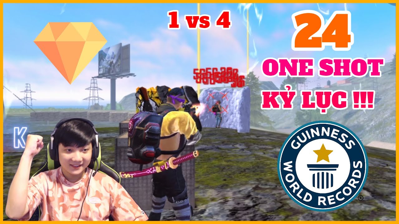 Invis K - kỷ lục thế giới 24 oneshot trong một trận đấu 1 vs 4 | FreeFire