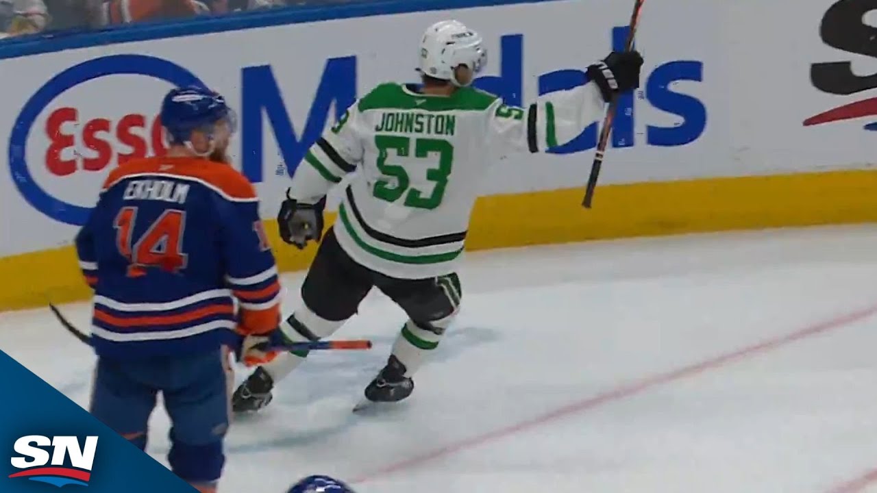 Stars' Wyatt Johnston Takes Fortunate Bounce And Roofs It Past Oilers' Stuart Skinner
