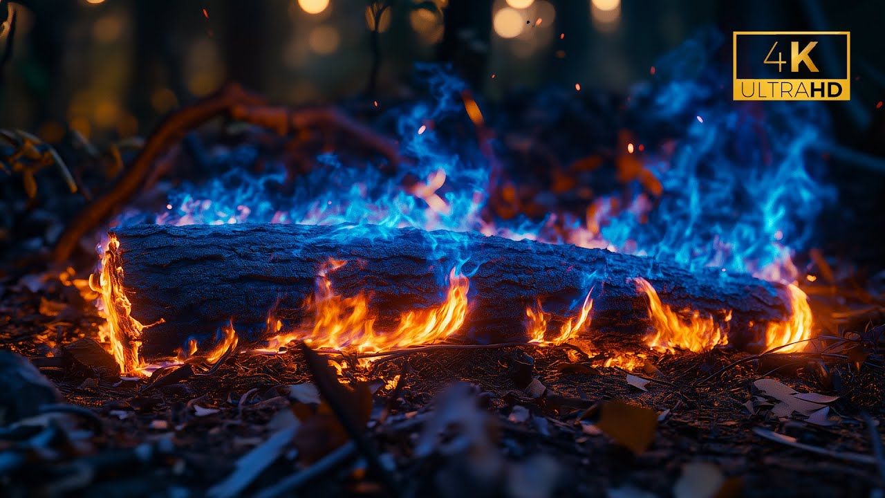 🔥Cozy Crackling Forest fire 4K HD | The Atmosphere of the Night and the Sounds of Nature / ASMR