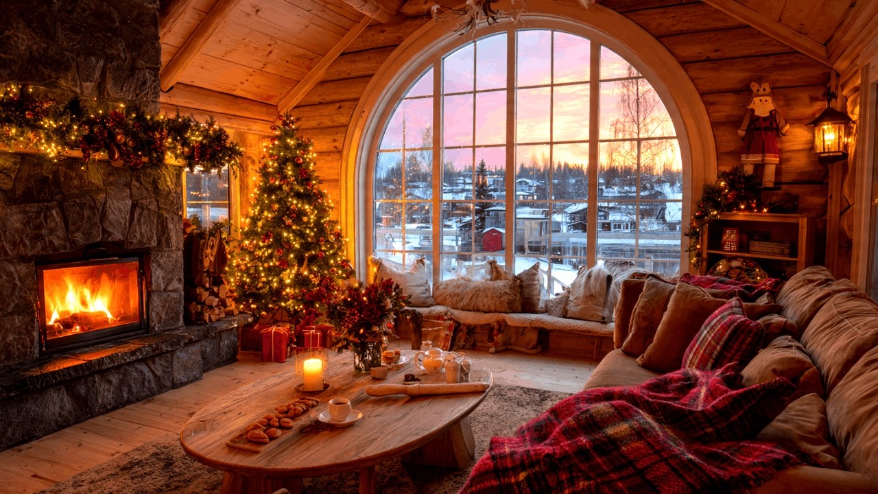 Relaxing Christmas Jazz by Fireplace for Study Work Focus or Sleep