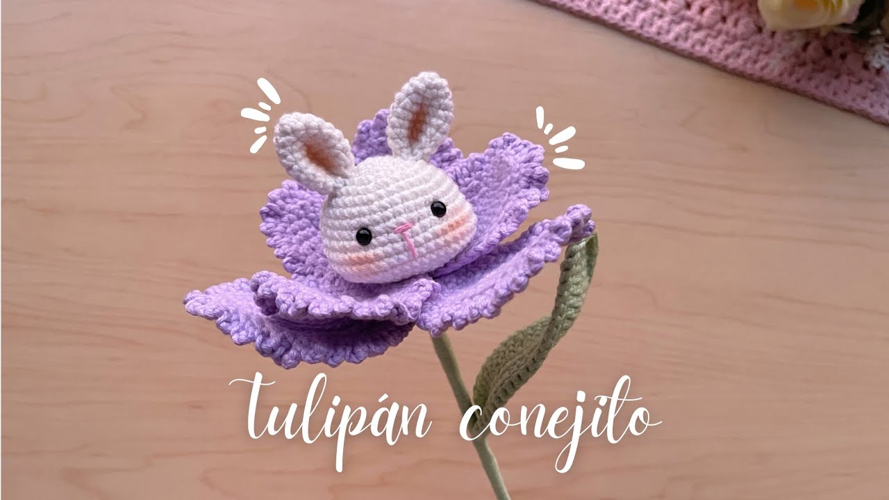 Tulipán conejito a crochet 💕San Valentín - flores tejidas a crochet