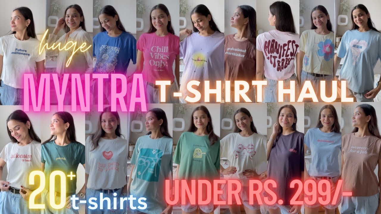 * Under Rs. 299/- * T-Shirt Haul From Myntra 🖤 