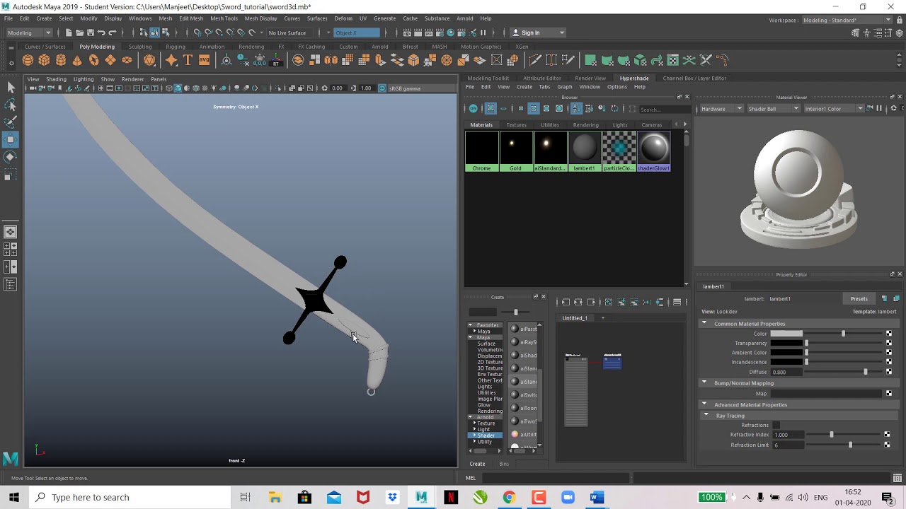 Rendering a Sword with Arnold in Maya 2019