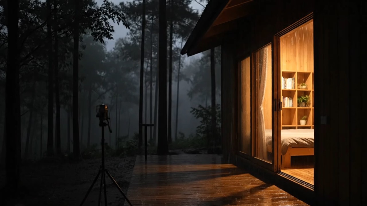 Heavy Rain on Cabin Deck at Night 🌧️ Ultimate Cozy Sleep Sounds | 10 Hours No Thunder