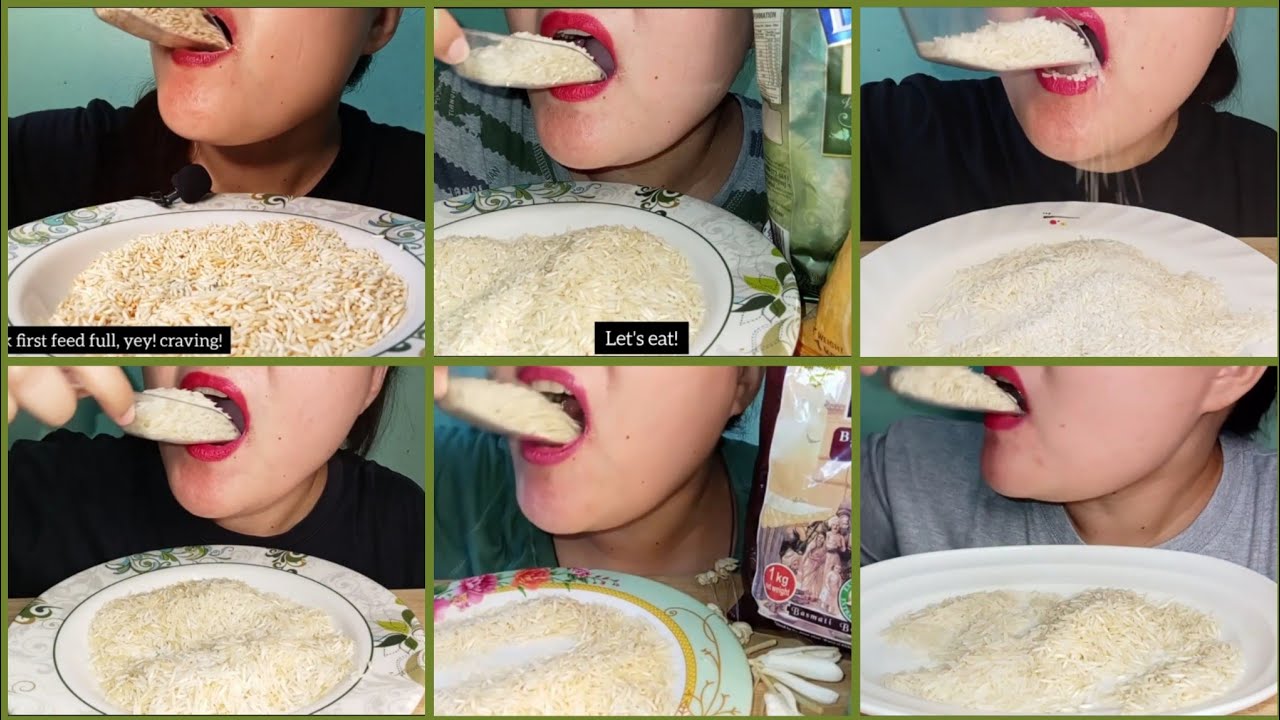 COMPILATION||ASMR EATING BASMATI RICE IN THE PLATE|| USING TRANSPARENT SCOOP @Joylorna8