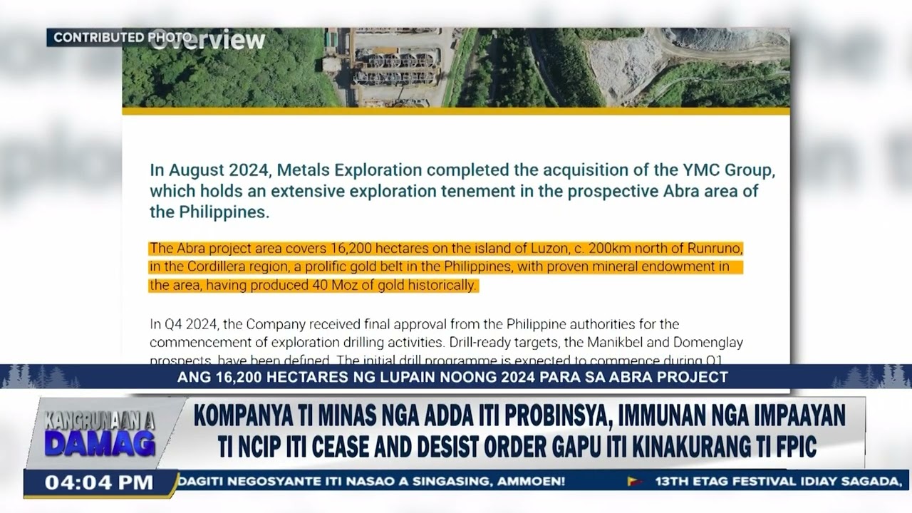 Maatap a mining exploration iti paset ti Abra, pinaglibakan ti NCIP