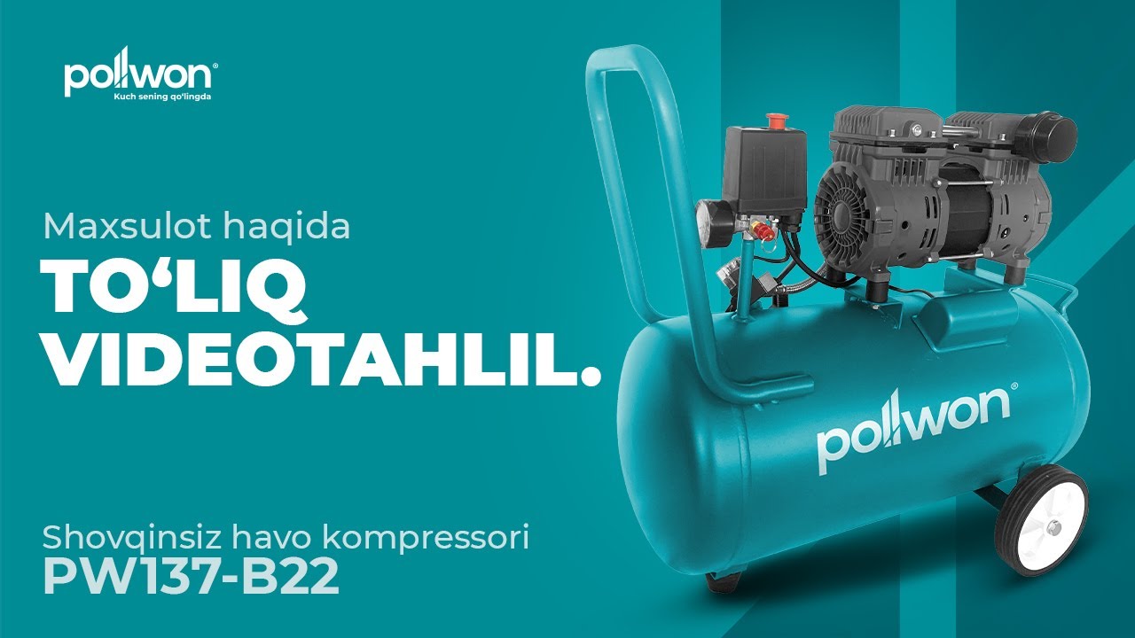 🔹Pollwon Shovqinsiz Havo Kompressori Haqida | To'liq Video Obzor !