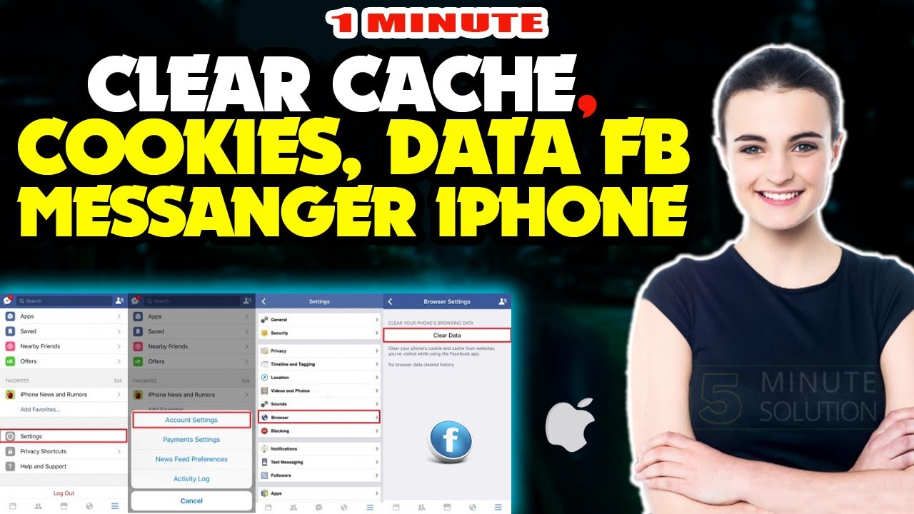 How to clear cache cookies data FB Messanger iphone 2024