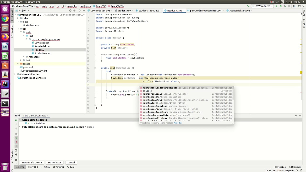 Read CSV file , serialize all records using  JsonSerializer and send to Kafka using producer API.