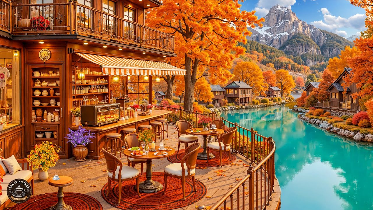 Smooth Fall Jazz Music at Cozy Coffee Shop Ambience 🍂 Peaceful Piano Jazz for Relaxing, Studying