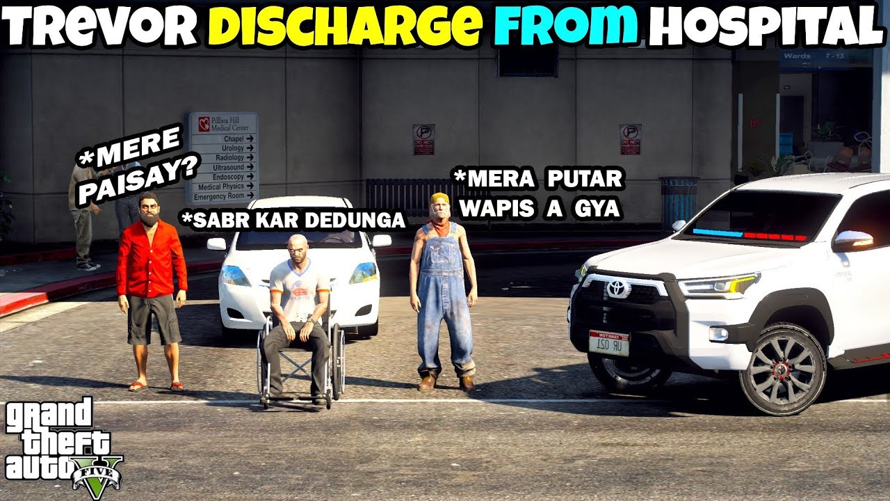 Trevor Discharge From Hospital | TOYOTA HILUX INVINCIBLE 2021 | GTA 5 | Real Life Mods #134 | URDU |