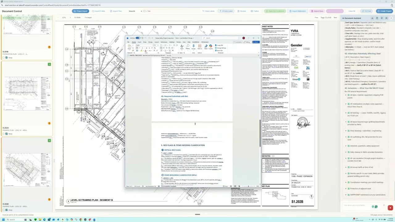 Document Control in the Steel Erection AI Takeoff Wizard