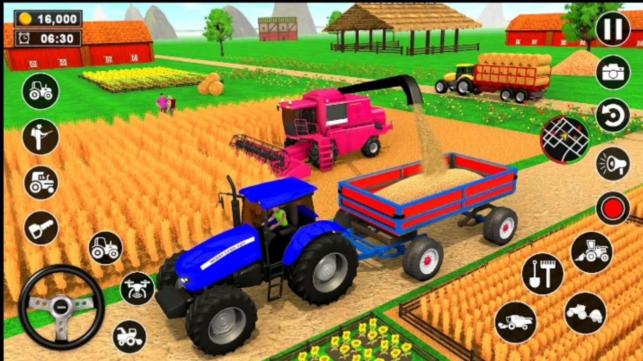 Real Tractor Farming Simulator 🚜 | Wheat Harvesting Gameplay | Modern Farming Game