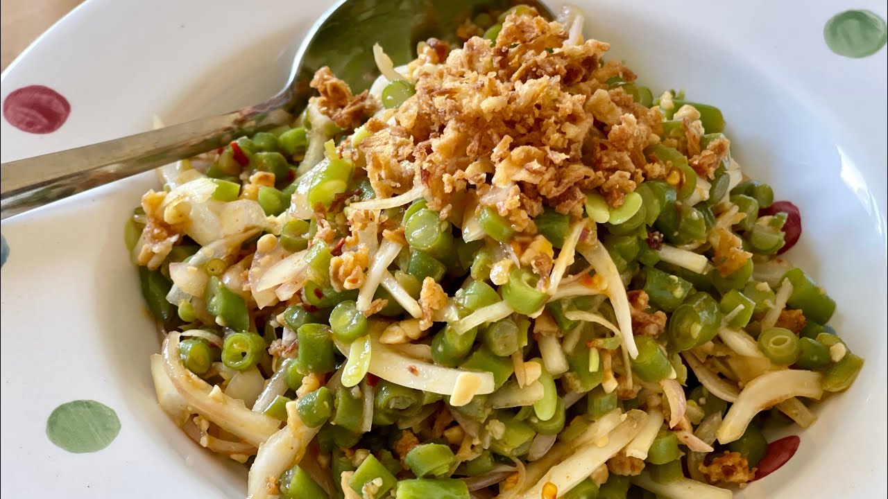 Ep47.အညာပဲသီးသုပ်  Green Beans Salad( Burmese recipe) with Eng Sub
