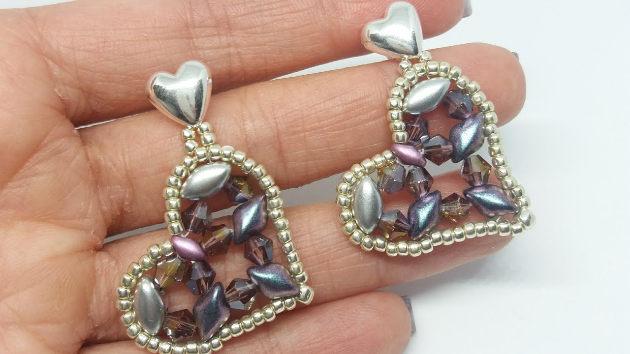 DIY- Video Tutorial Cuore #orecchini #earrings #ciondolo #pendant #perline #beads #heart
