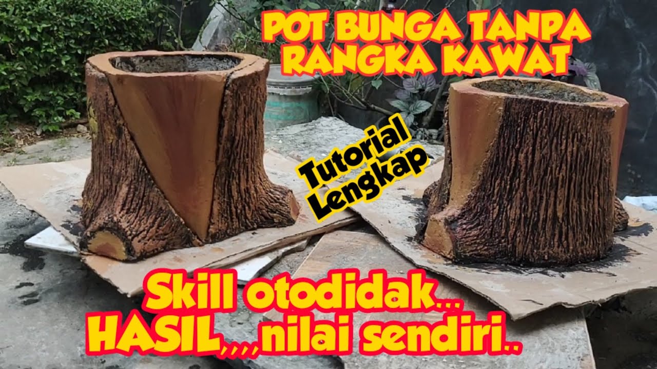 Cara membuat pot bunga,tanpa rangka kawat..