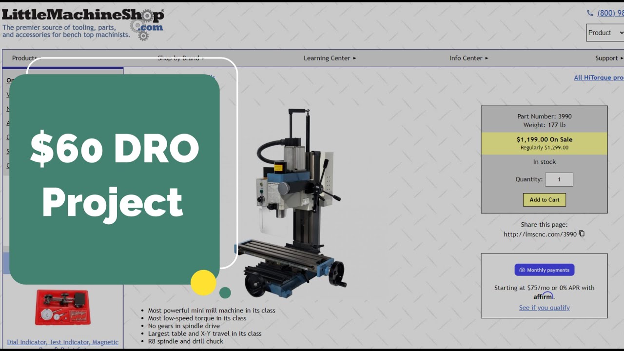 $60 DRO –Little Machine Shop Mill
