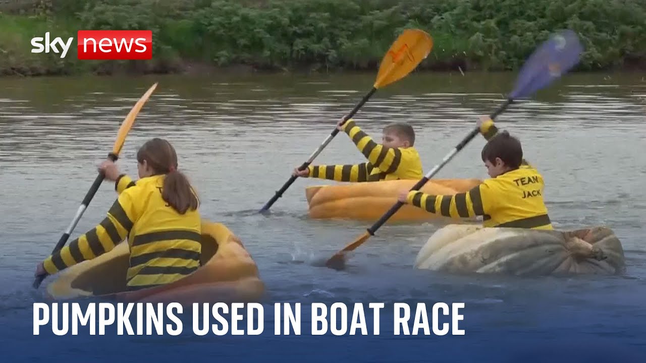 Belgium: Town of Kasterlee holds annual pumpkin boat race