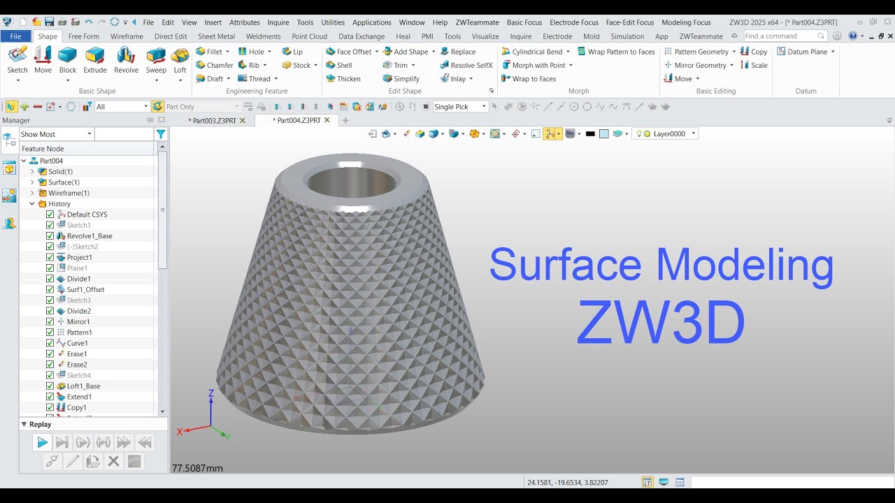 ZW3D Exercise 45 - Surface Modeling