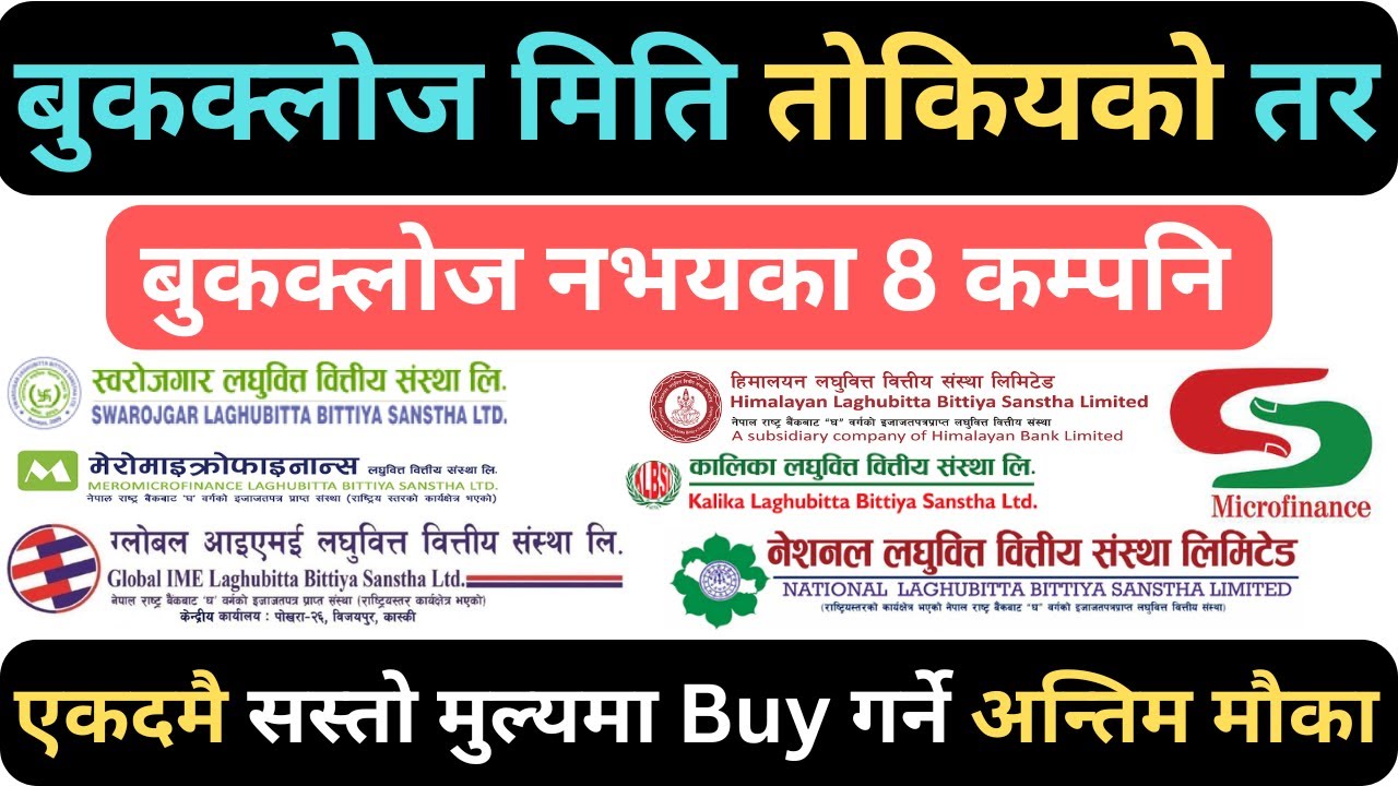 ✅BookClose Update🎯 बुकक्लोज मिति तोकिसकेका तर बुक्लोज नभयका 8 लघुवित्त कम्पनि | 🔴 @Chakrakalel732