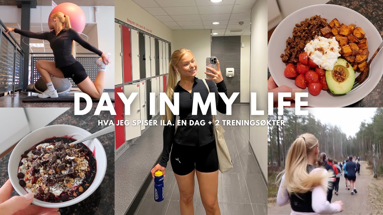EN DAG I LIVET MED MAT OG TRENING 🌸 Sunne, proteinrike m&aring;ltider + Bein&oslash;kt, Spagatt&oslash;ying & L&oslash;ping!