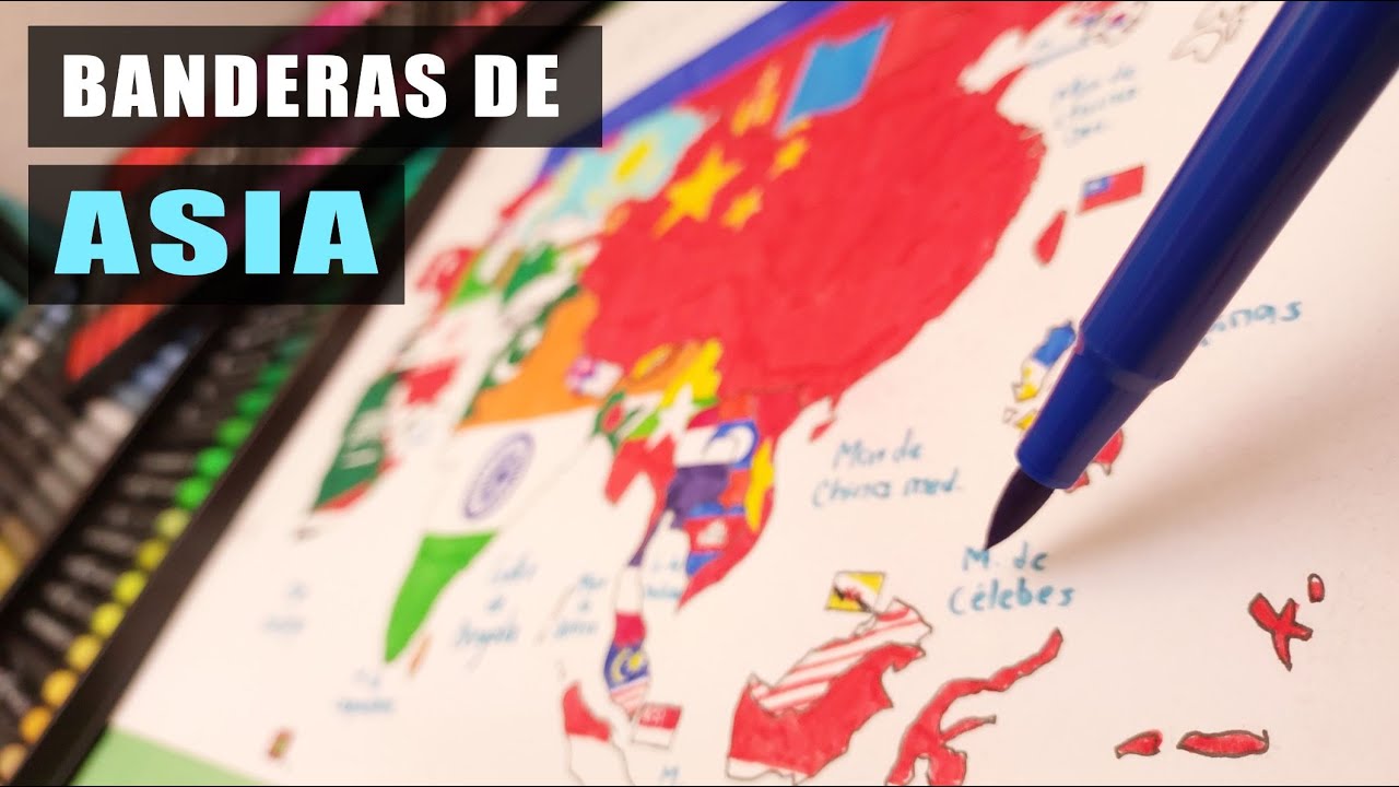 Dibuja el mapa de ASIA con todas sus banderas