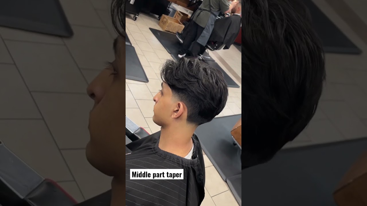 Middle Part Taper Fade 🔥 #haircut