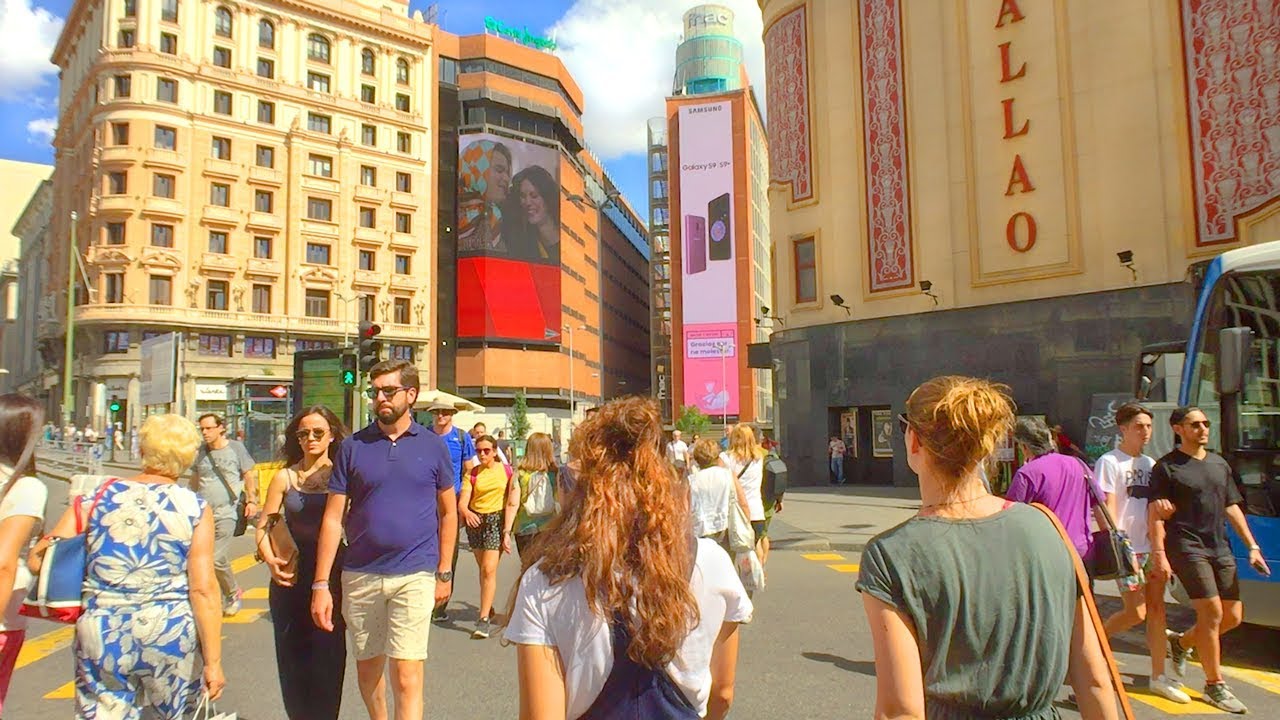 MADRID WALK along Gran Vía from Plaza de España | Spain