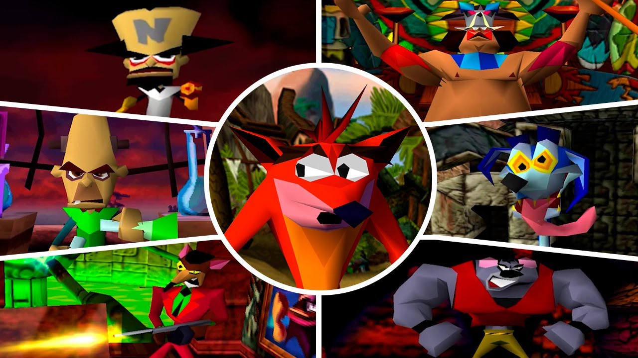 Crash Bandicoot - All Bosses 1 (PS1 HD)