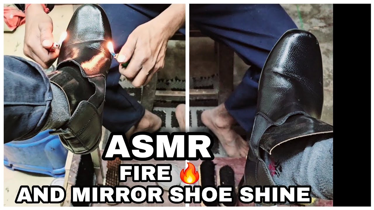 Asmr Cobbler,Good Shoe Shine Asmr Very Satisfing Video For Quick Sleep 😴 💤 Fire 🔥 Mirror Shoe Shine