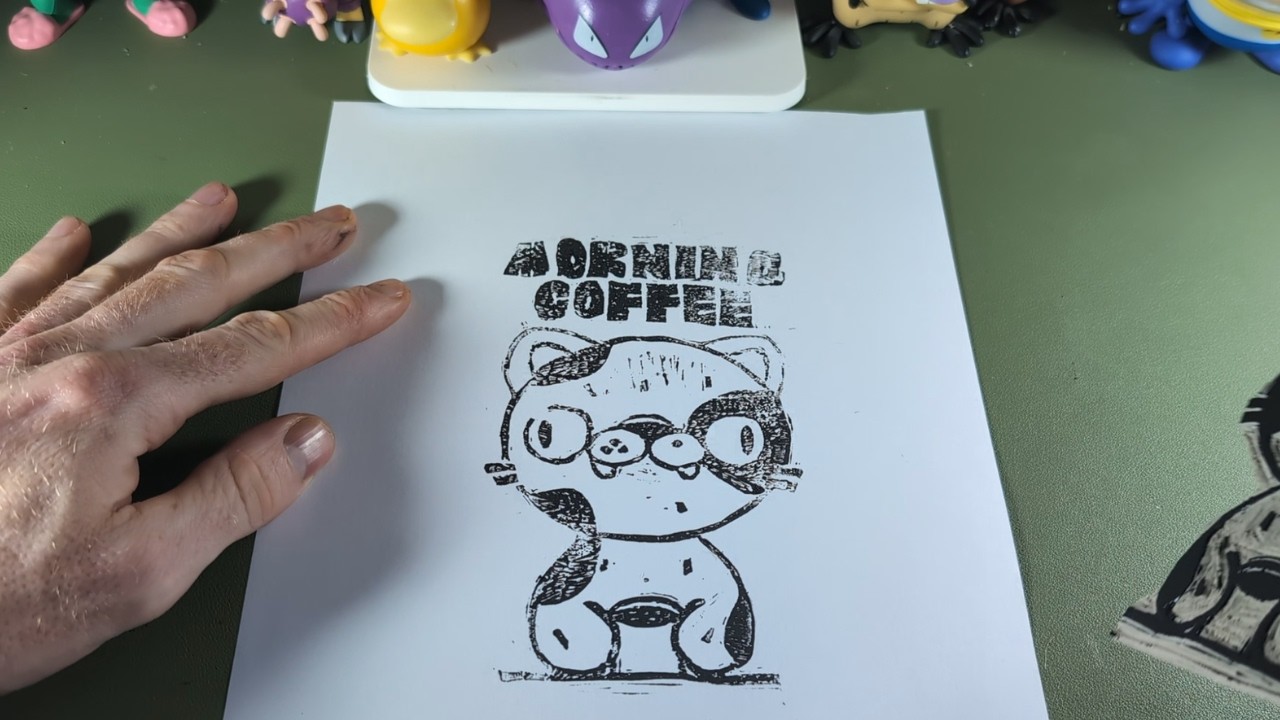 Learning Linocutting: Attempt 2 | Drawing Sounds & Satisfying Carving (asmr) Amateur