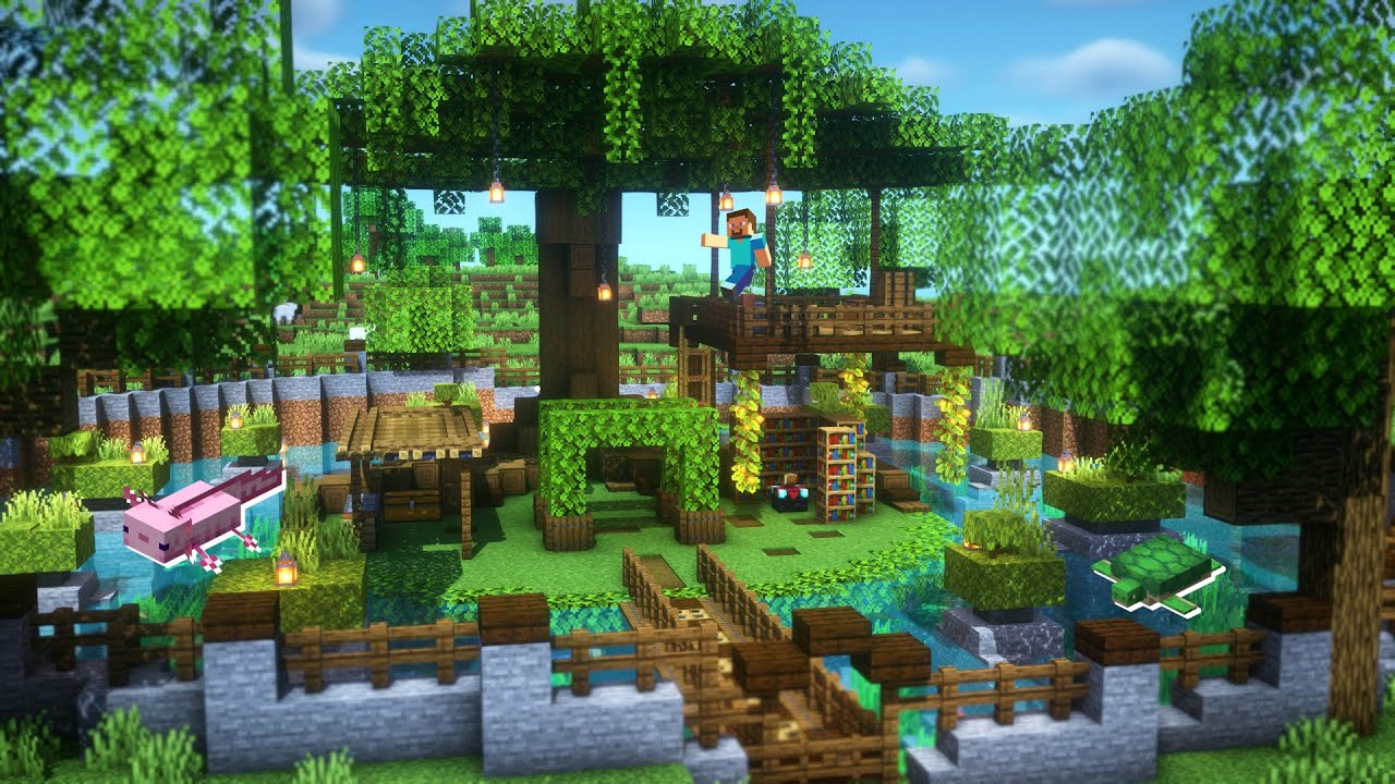 Casa del &aacute;rbol con estanque para ajolotes y tortugas tutorial