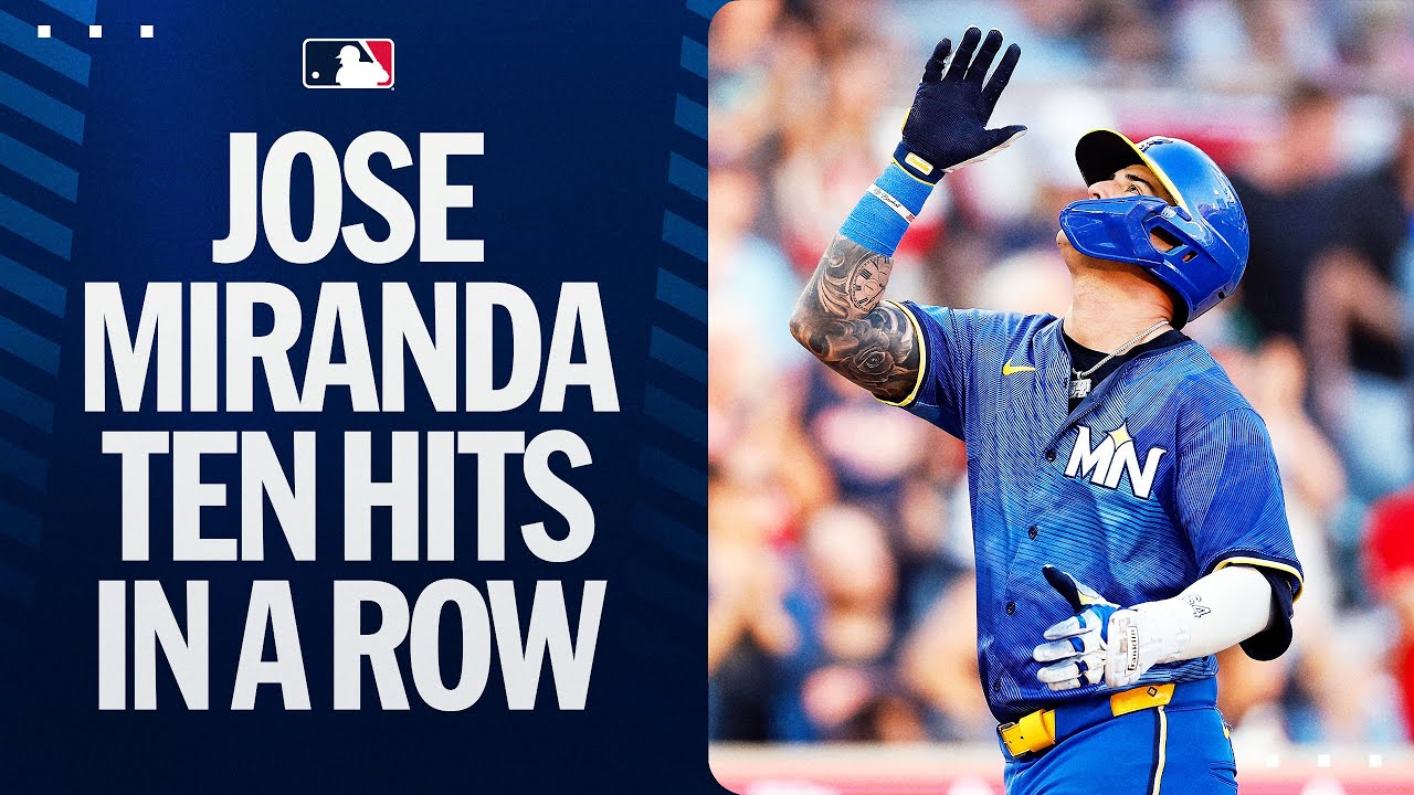 TWINS HISTORY! Jose Miranda has hits in 10 STRAIGHT PLATE APPEARANCES!
