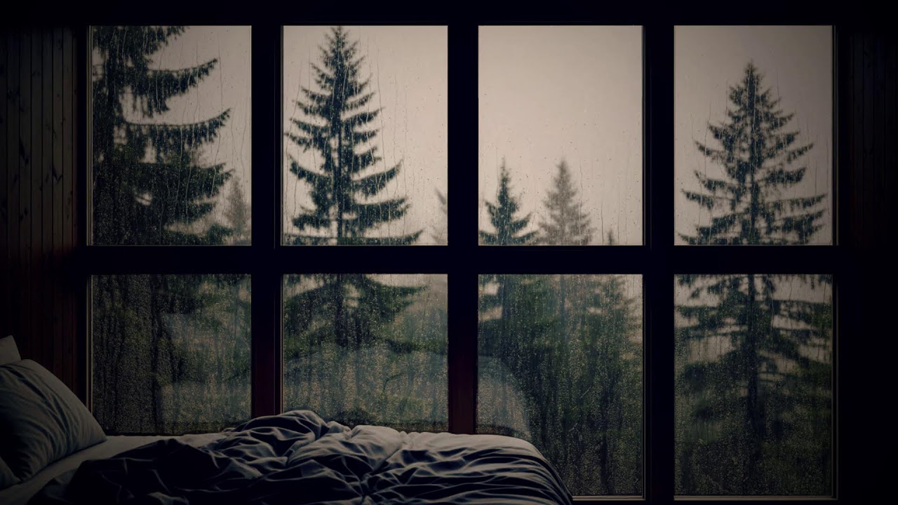 Rain on Window with Warm Lamp Glow 🌧️ Cozy Relaxation and Peaceful Sleep