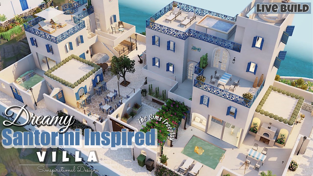 DREAMY SANTORINI INSPIRED VILLA (LIVE BUILD)| The Sims Freeplay| Floor Plans| Simspirational Designs