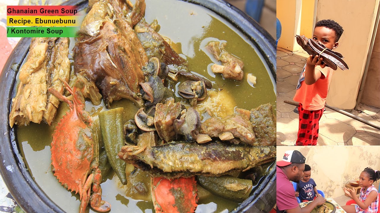 Let's make an Authentic Ebunuebunu || Cocoyam leaves Kontomire Soup with Fufu || Ghanaian Recipe
