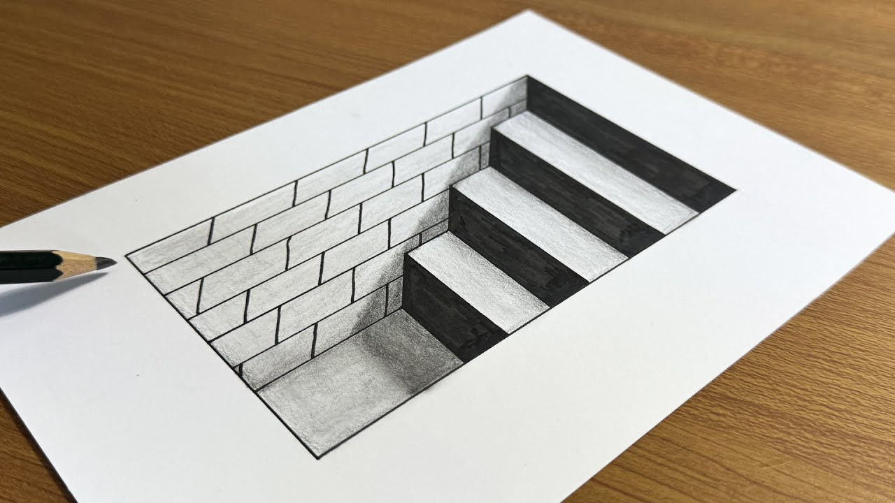 3d drawing on paper | stair 3d drawing | 3d art