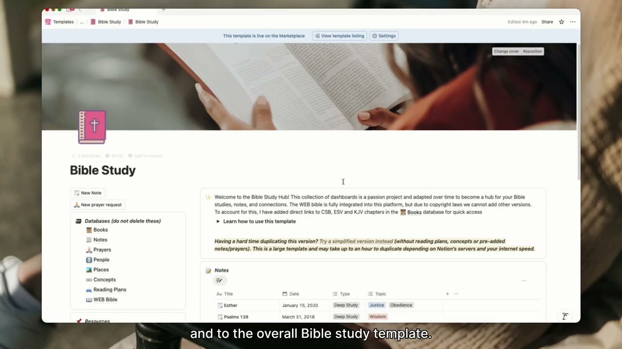 Bible Study in Notion - Free Template Walkthrough