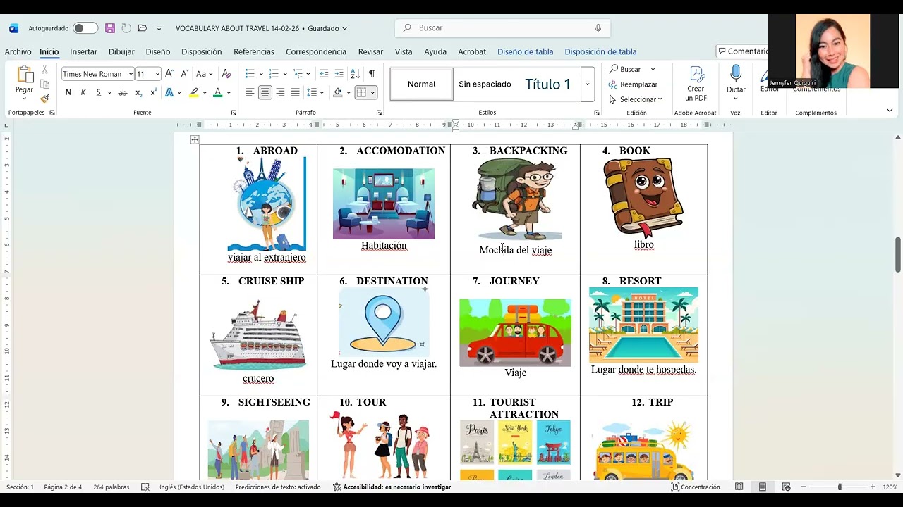 CLASE DE INGLÉS  TERCERO BGU SEMI (VOCABULARY ABOUT TRAVEL) (14-02-26)