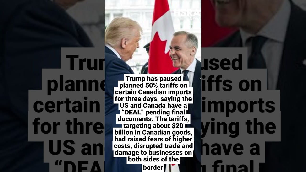 Trump Pauses 50% Canada Tariffs, Says US Canada &ldquo;DEAL&rdquo; Is Near #shorts #breakingnews #usa #canada